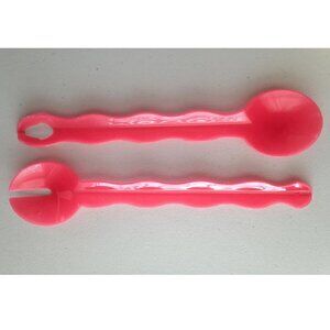 Tupperware Impressions Salad Serving Spoon Fork Interlocking Tongs Set Guava New